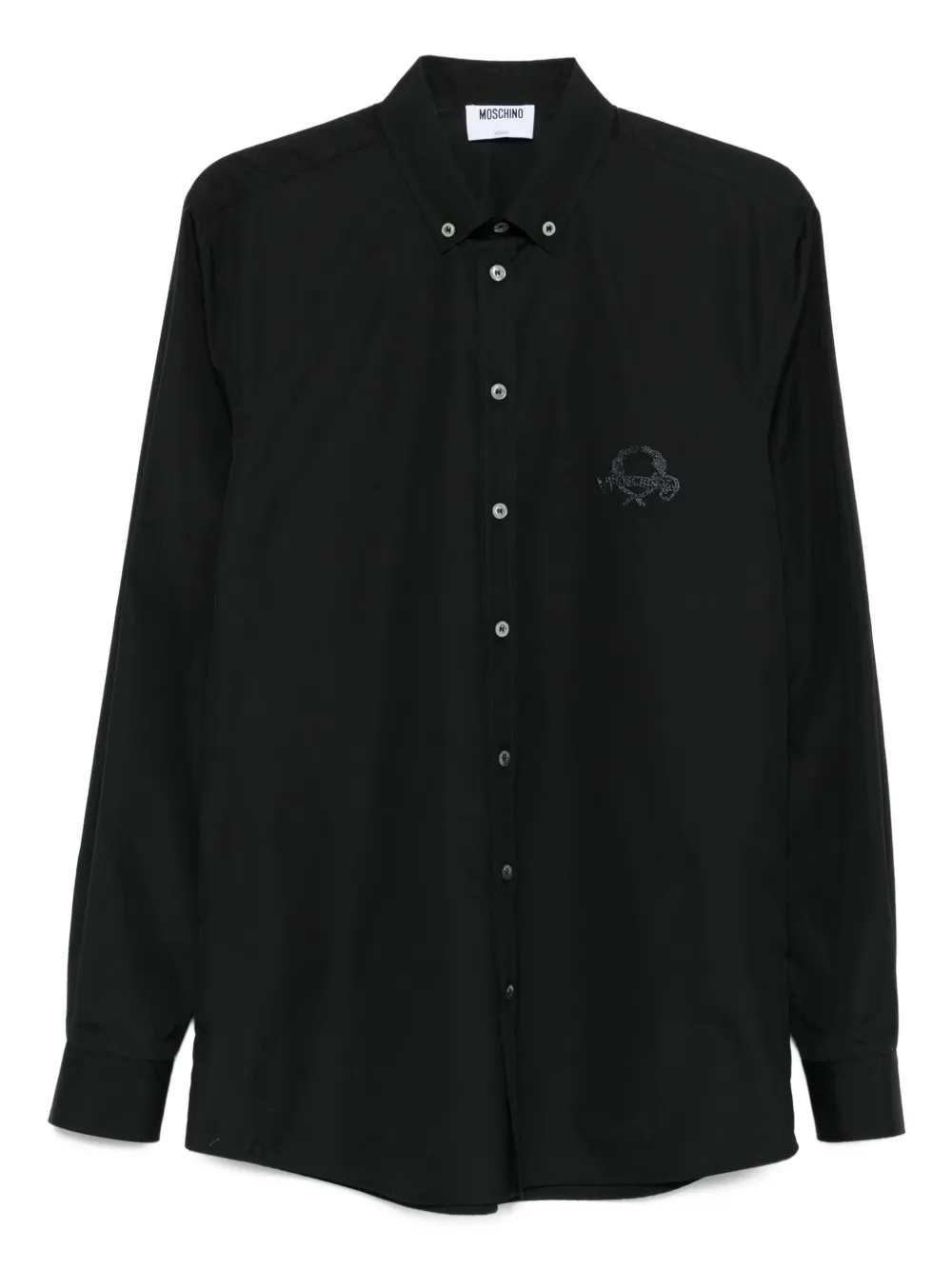 Moschino logo-embroidered cotton shirt Zwart