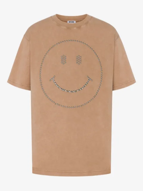 Moschino T-shirt Smiley con borchie