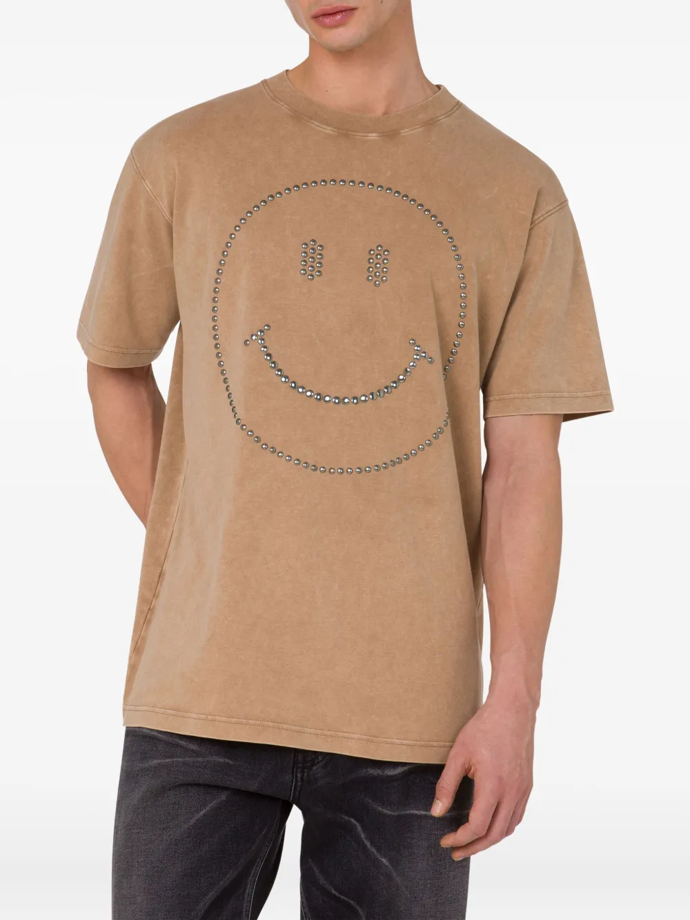 Moschino Smiley T-shirt met studs Beige