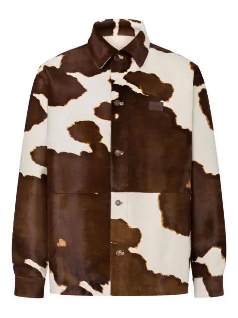 Moschino cow-print button-up jacket
