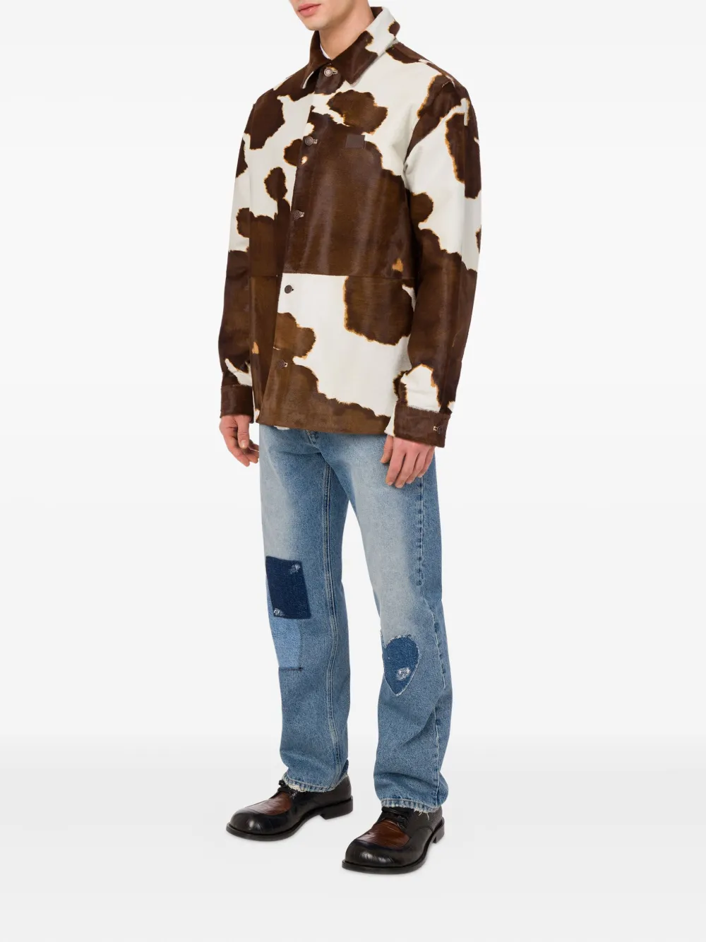 Moschino Button-up jack met print Bruin