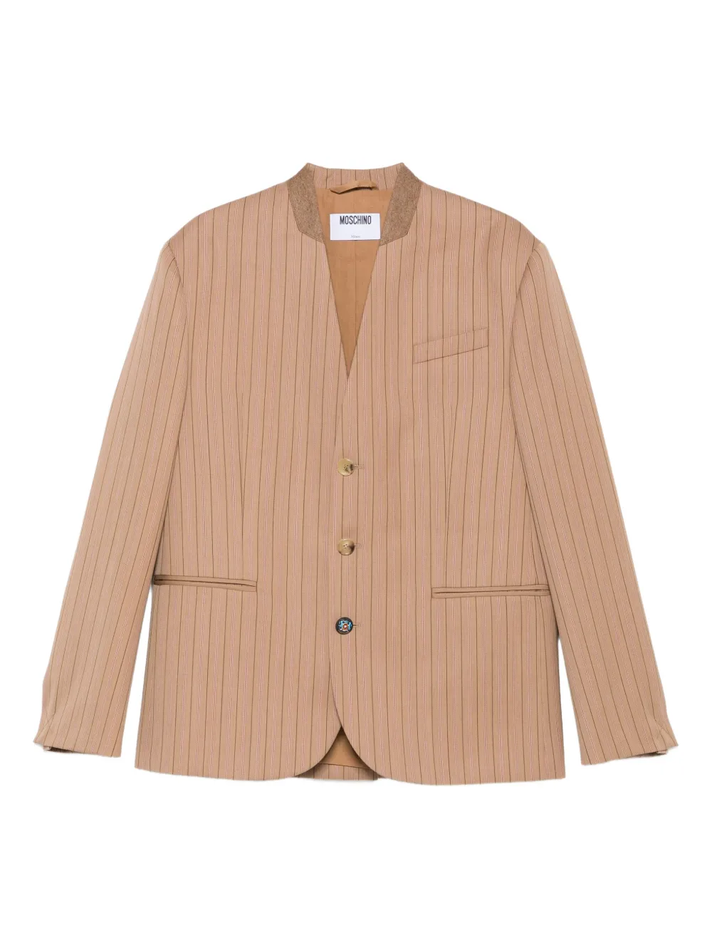 Moschino Jack met mandarijnkraag en krijtstreep Beige