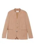 Moschino pinstripe mandarin-collar jacket - Neutrals