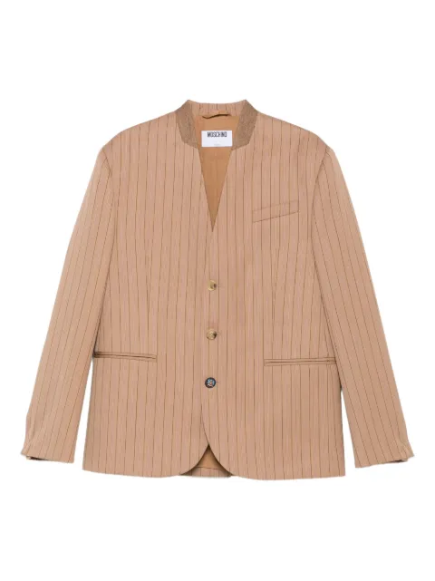 Moschino pinstripe mandarin-collar jacket