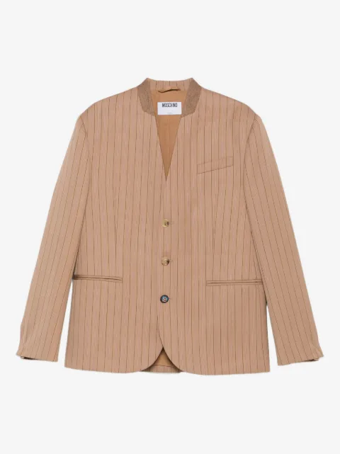 Moschino pinstripe mandarin-collar jacket