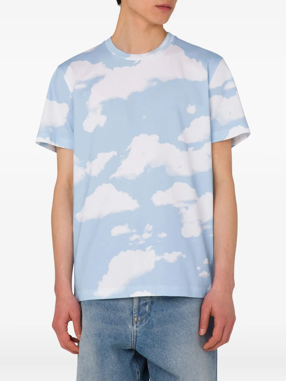 Moschino T-shirt met wolkenprint Blauw