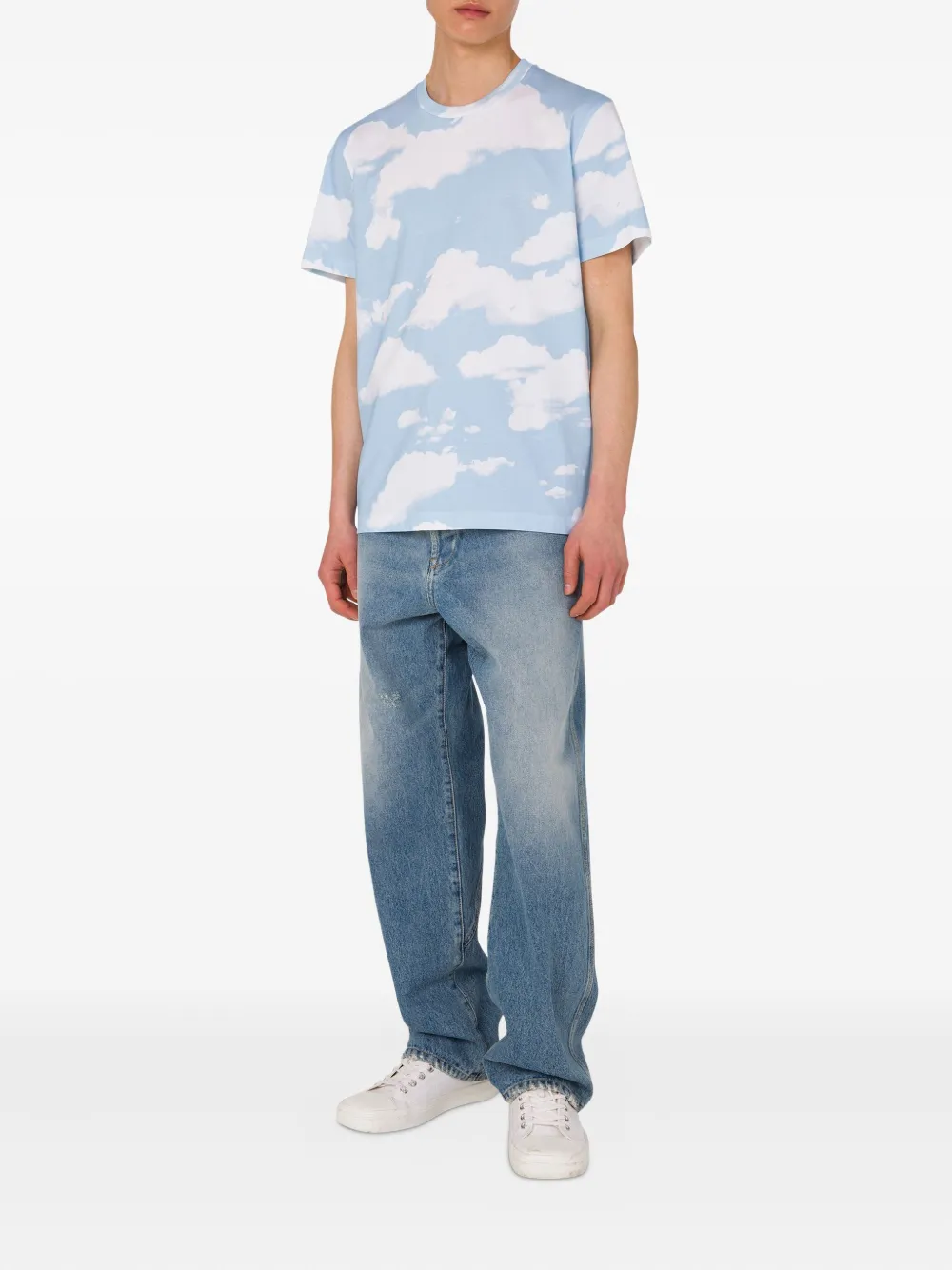 Moschino T-shirt met wolkenprint Blauw