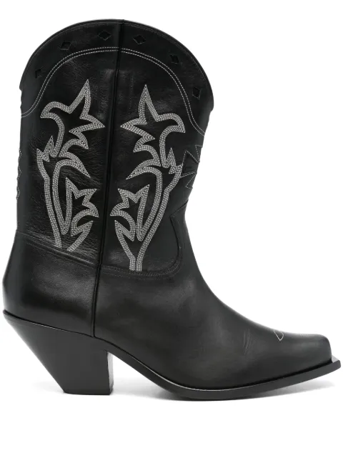 Enfants Riches Déprimés embroidered calf leather biker boots