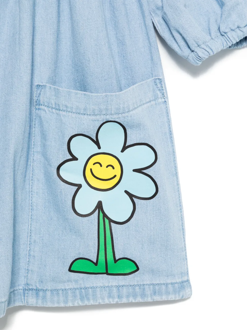 Stella McCartney Kids Spijkerjurk verfraaid met bloemen Blauw