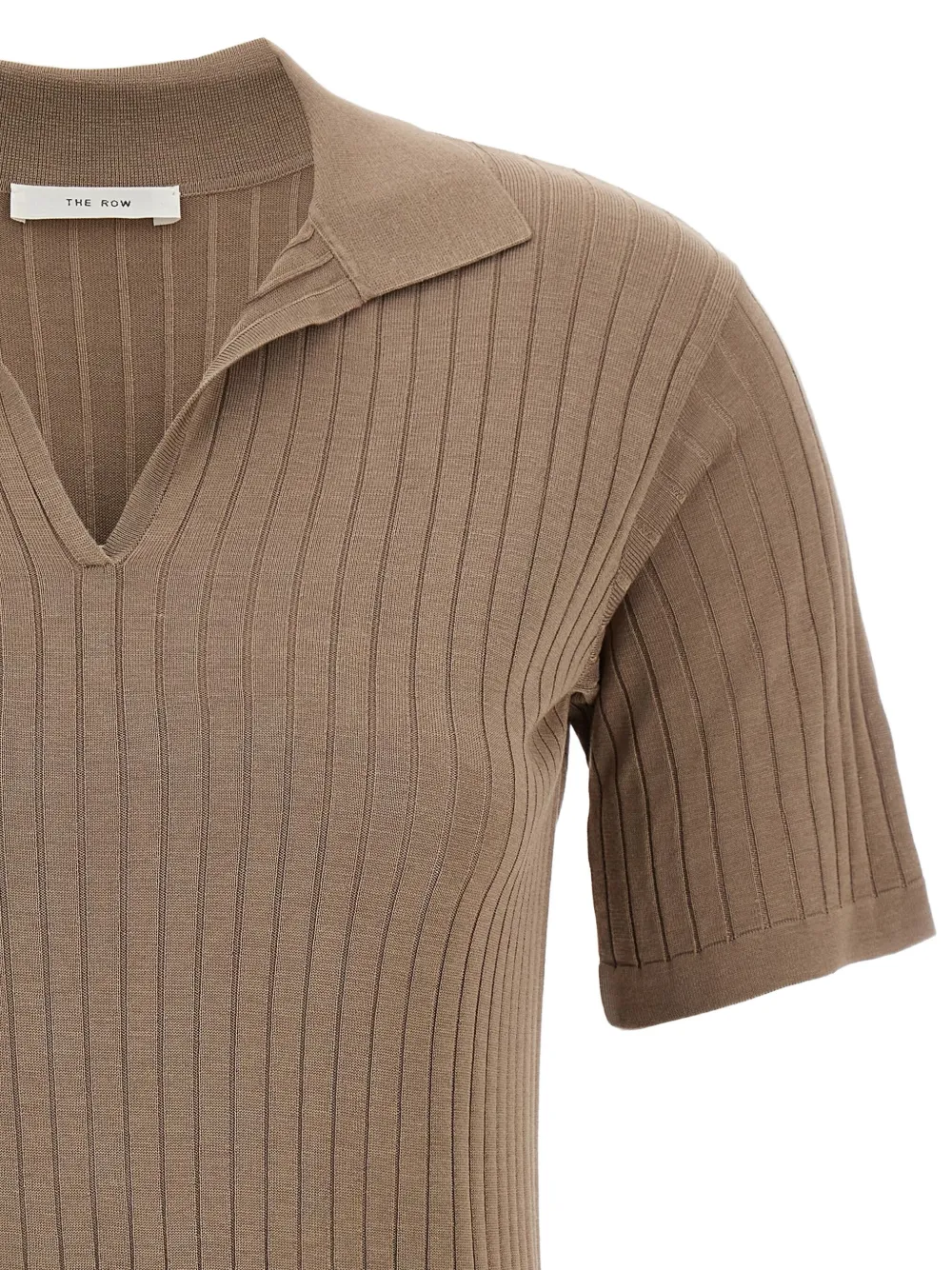 The Row Geribbeld T-shirt met korte mouwen Beige