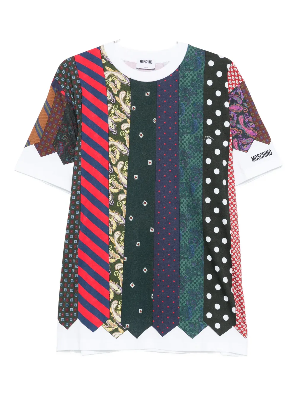 Moschino tie-print patchwork T-shirt Blauw