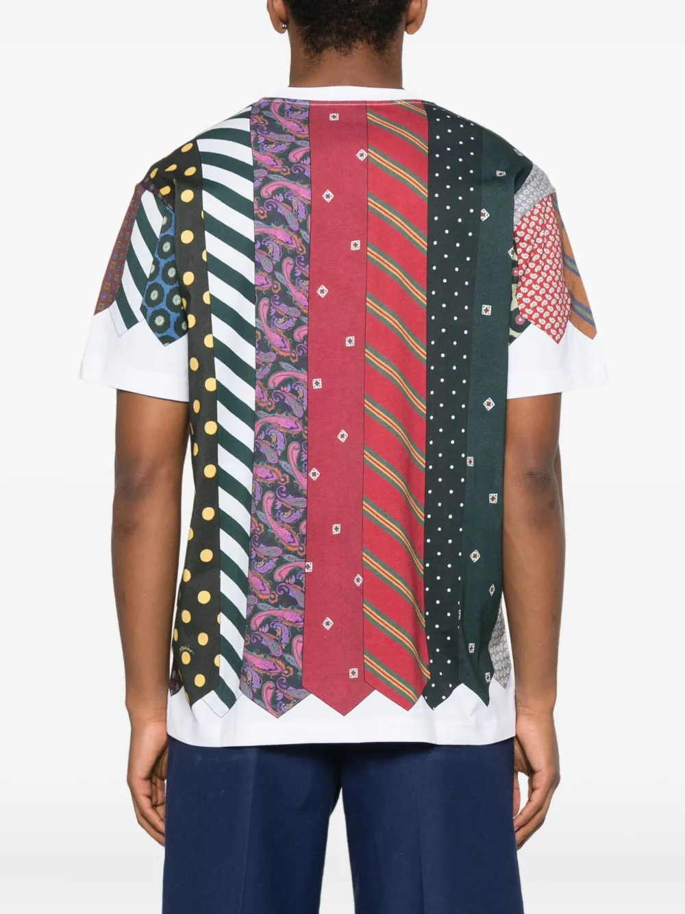 Moschino tie-print patchwork T-shirt Blauw