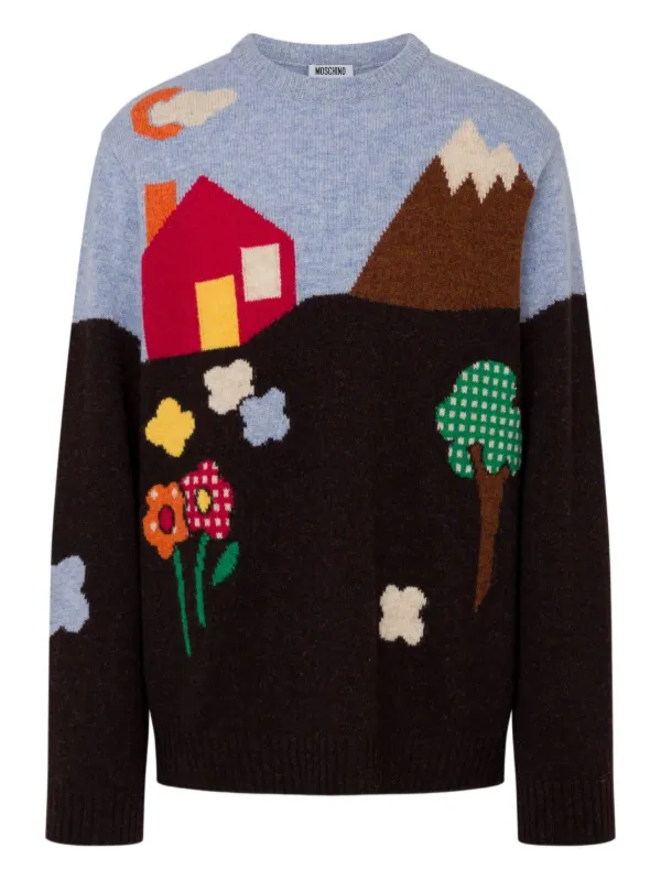 ニット/セーター  MOSCHINO Moschino インターシャニット セーター | ブラック | FARFETCH JP