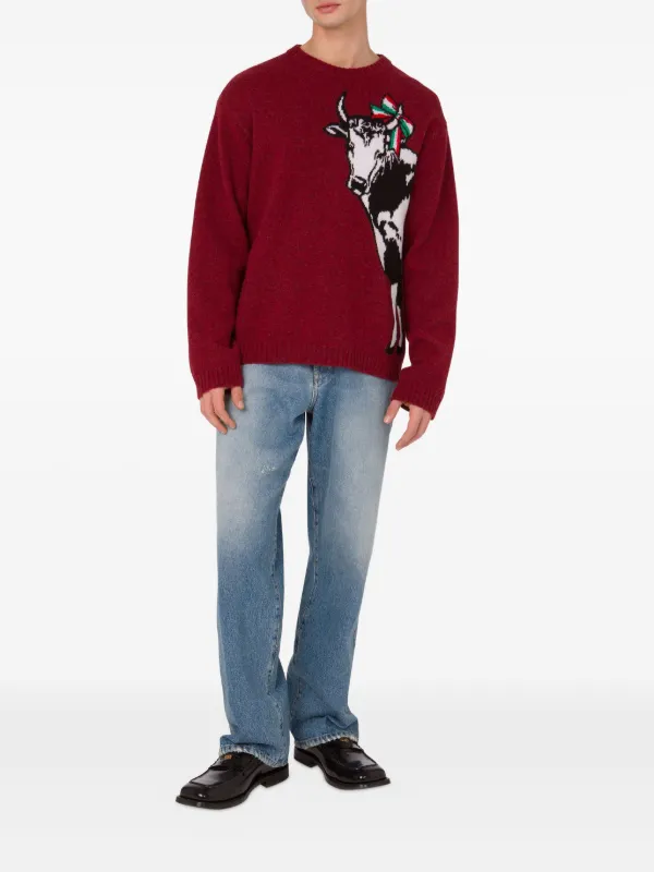 Moschino cow-motif Jumper | Red | FARFETCH
