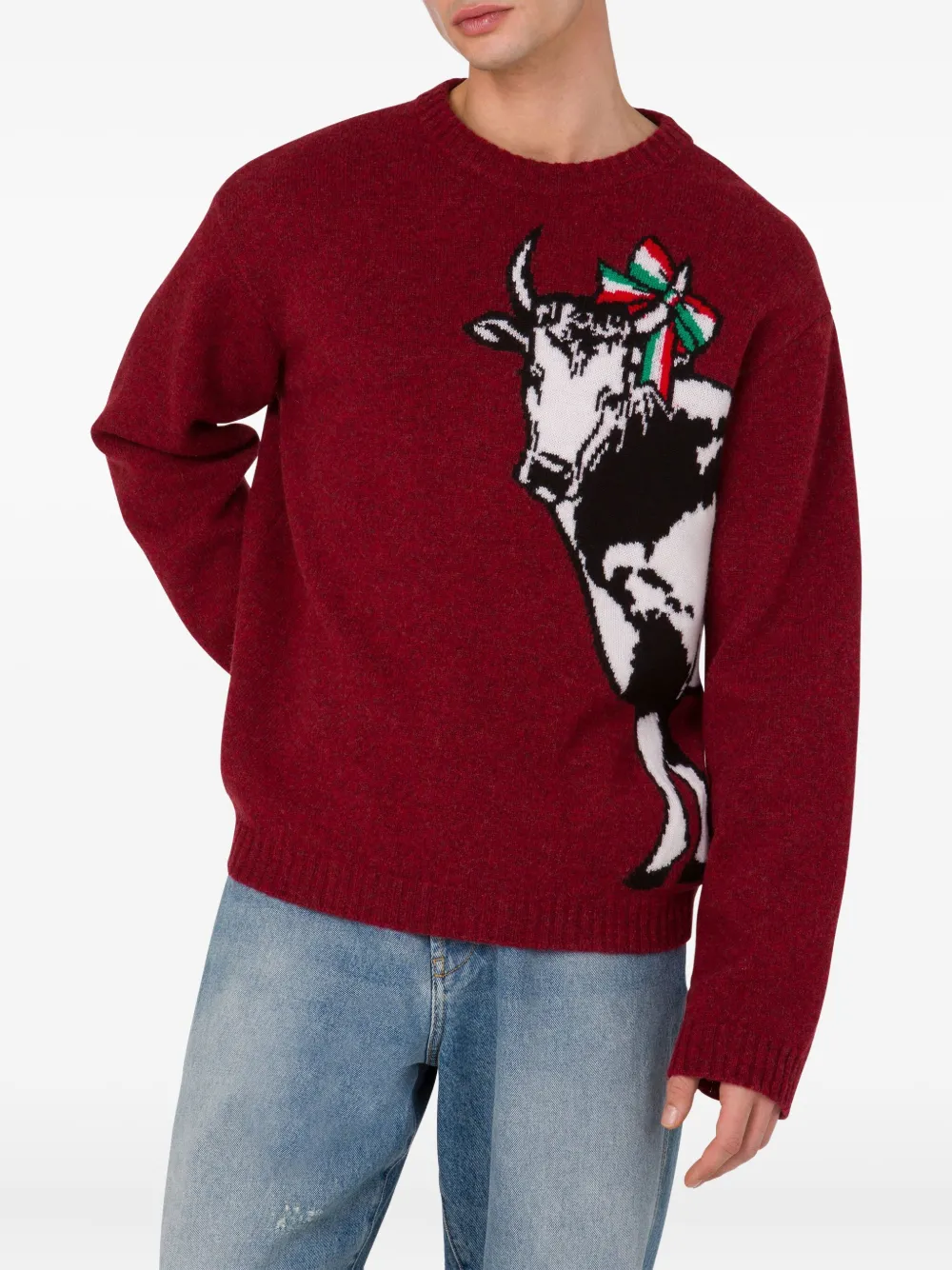 Moschino Trui met koeienpatroon Rood