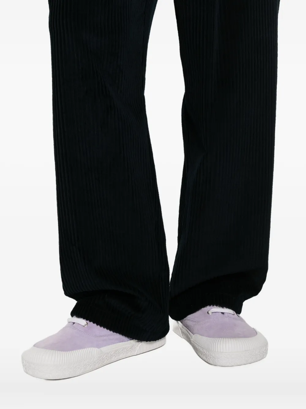 Moschino pleat-detail corduroy trousers Blauw
