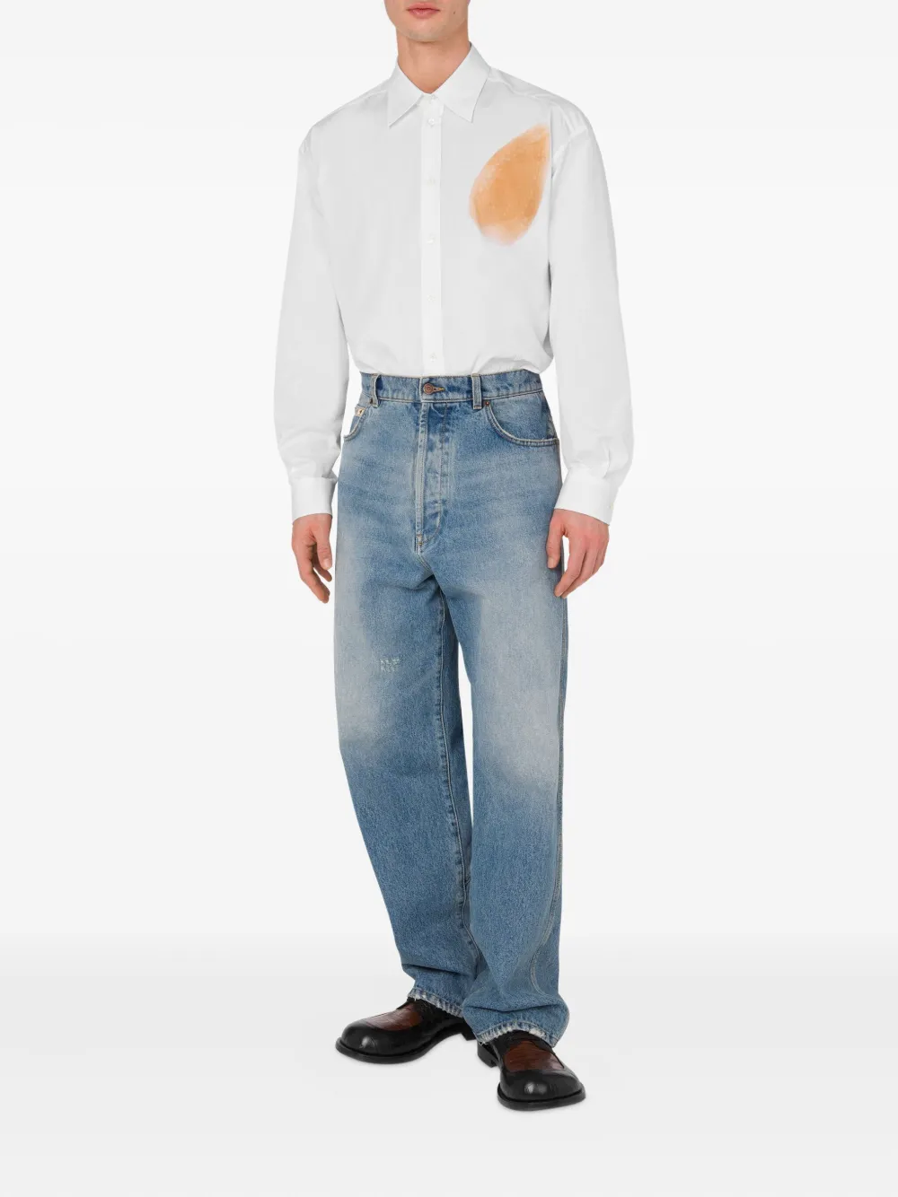 Moschino Gerafelde high-waist jeans Blauw