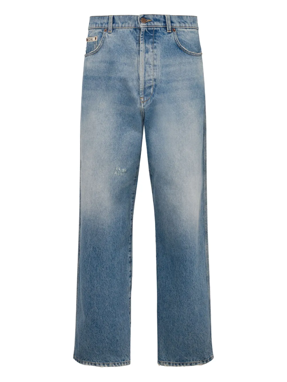 Moschino Gerafelde high-waist jeans Blauw