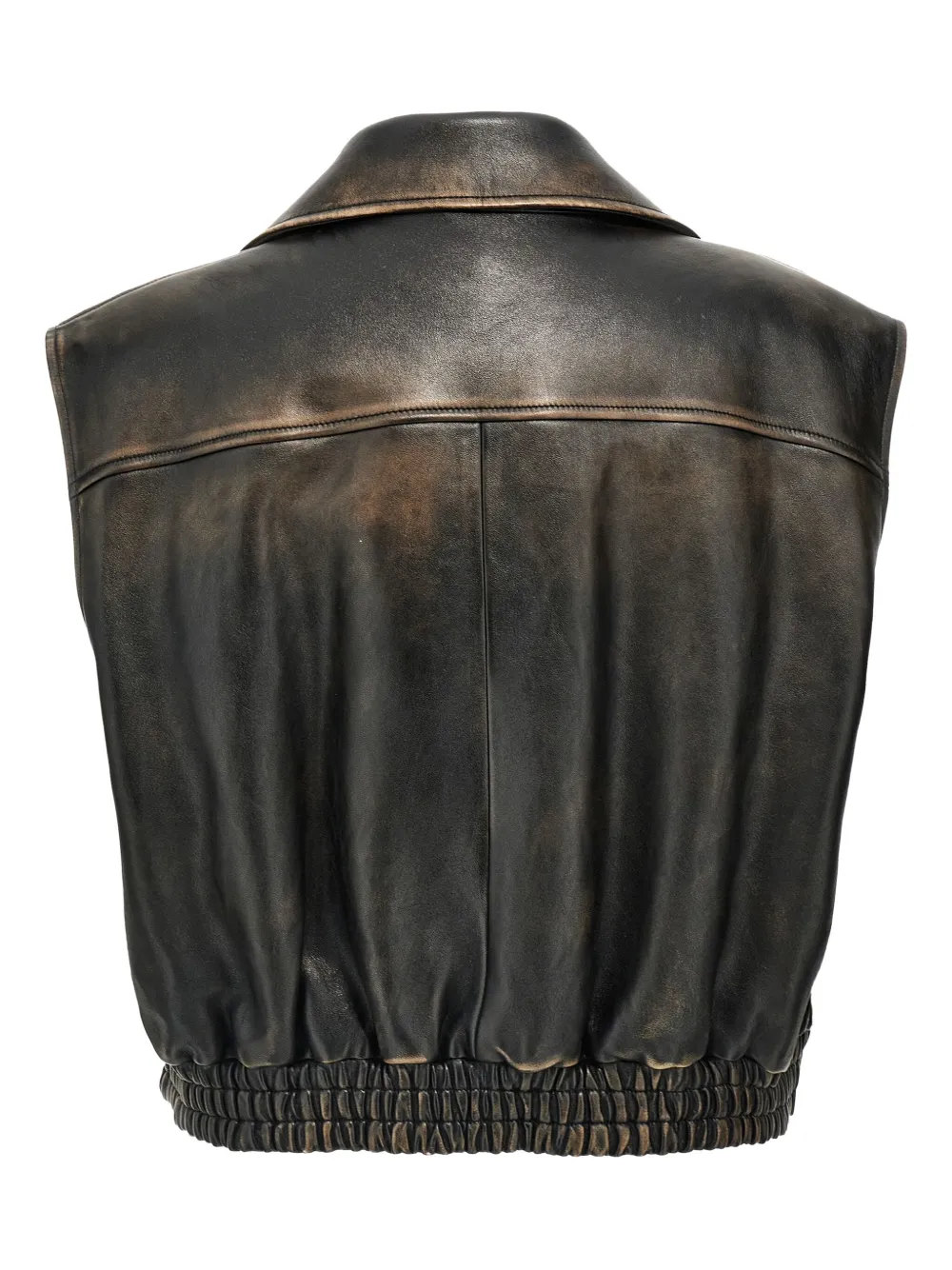Miu Miu leather cropped gilet | Waistcoats & Gilets | Image 2