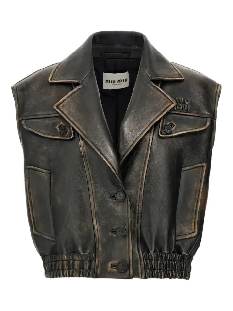 Miu Miu leather cropped gilet