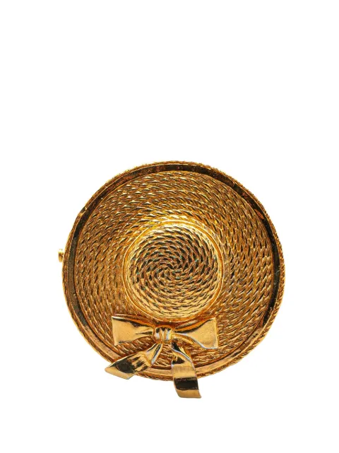 CHANEL Pre-Owned 1970-1980 Gold Plated Straw Hat Brooch costume brooch