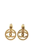 CHANEL Pre-Owned 1993 Gold Plated CC Drop Clip-On Earrings costume earrings