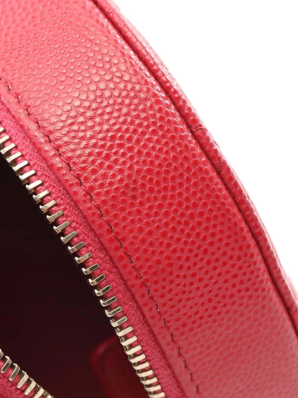 Pre-owned Chanel 2019 Quilted Caviar Round Clutch With Chain Crossbody Bag In Red