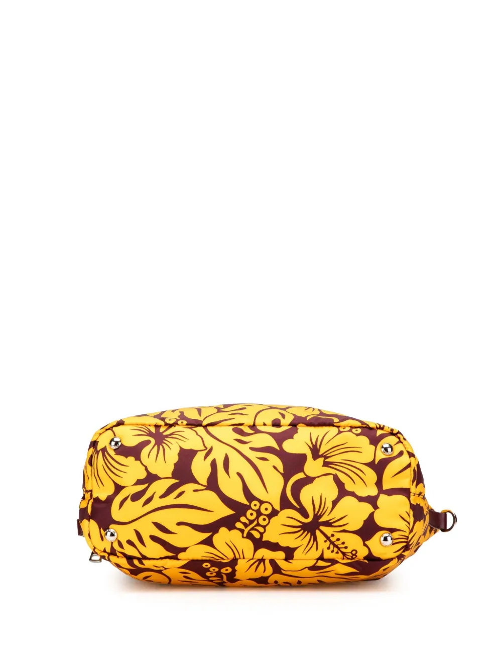 Pre-owned Prada 2013-2024 Tessuto Stampato Tote Satchel In Yellow