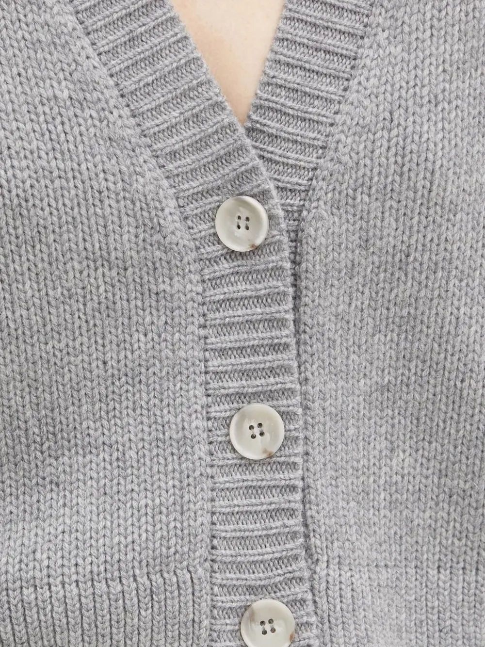 La Mania Balloon-sleeve Button Cardigan In Gray