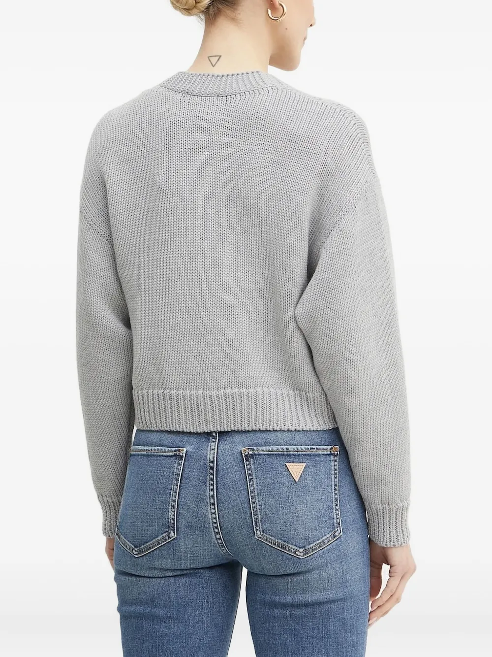 La Mania Button-front Ribbed Cardigan In Gray