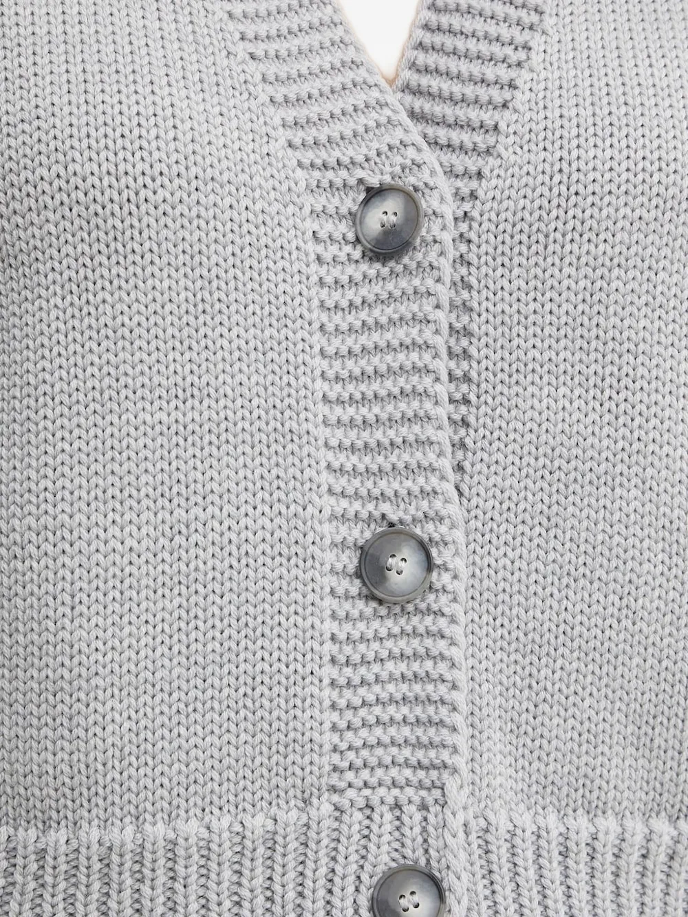 La Mania Button-front Ribbed Cardigan In Gray