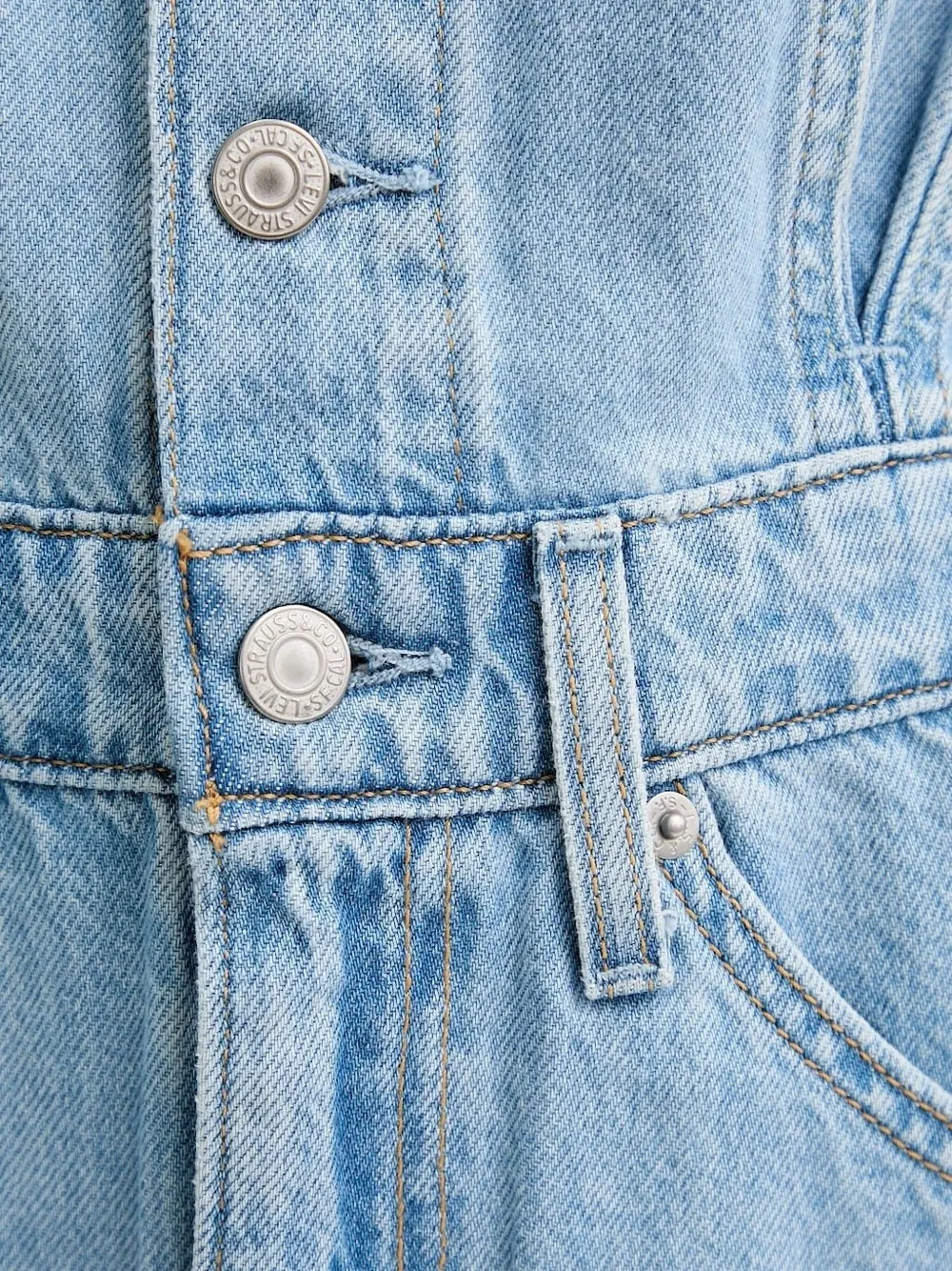 Levi's sleeveless button-fastening denim dress Blauw