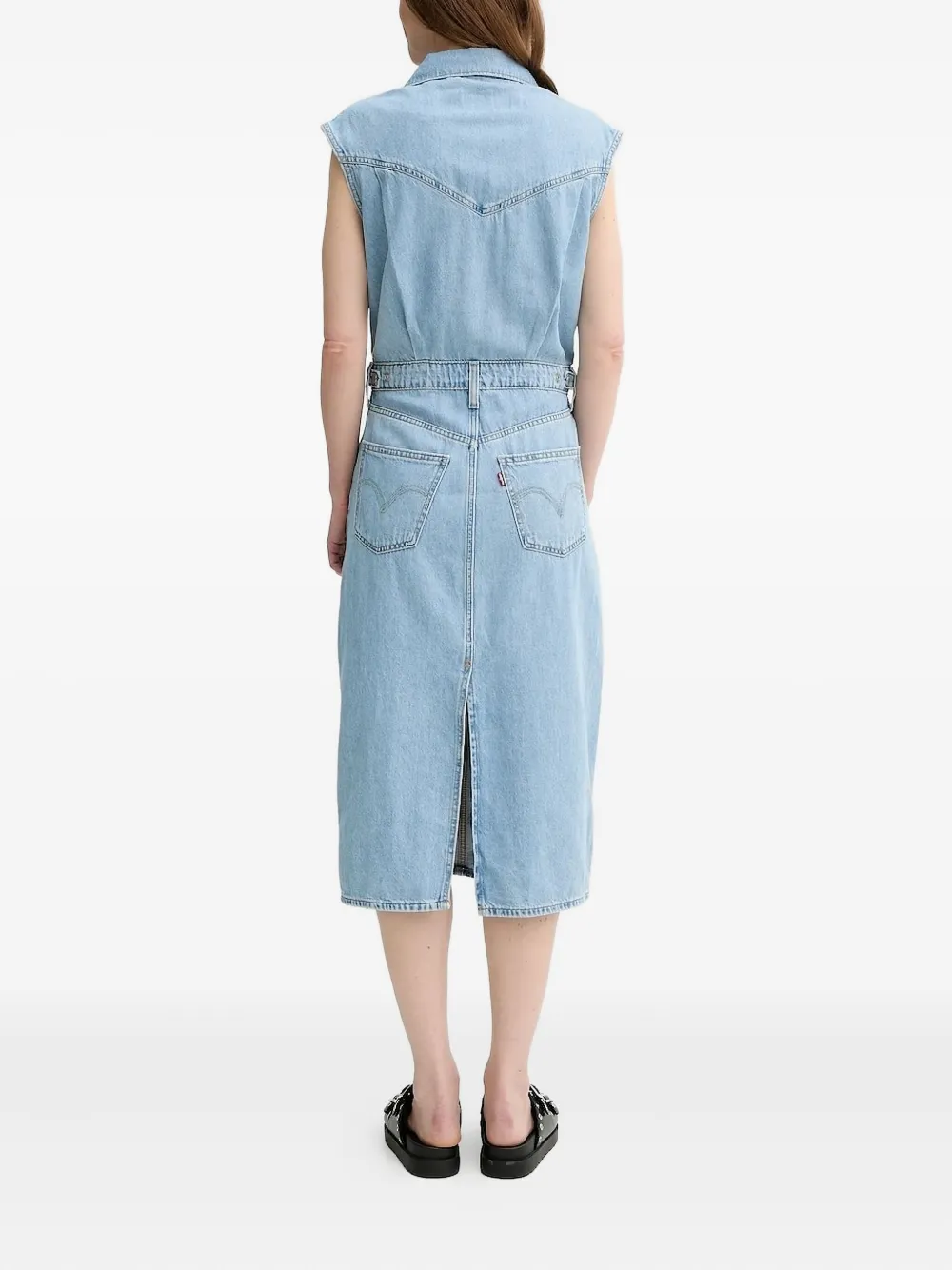 Levi's sleeveless button-fastening denim dress Blauw