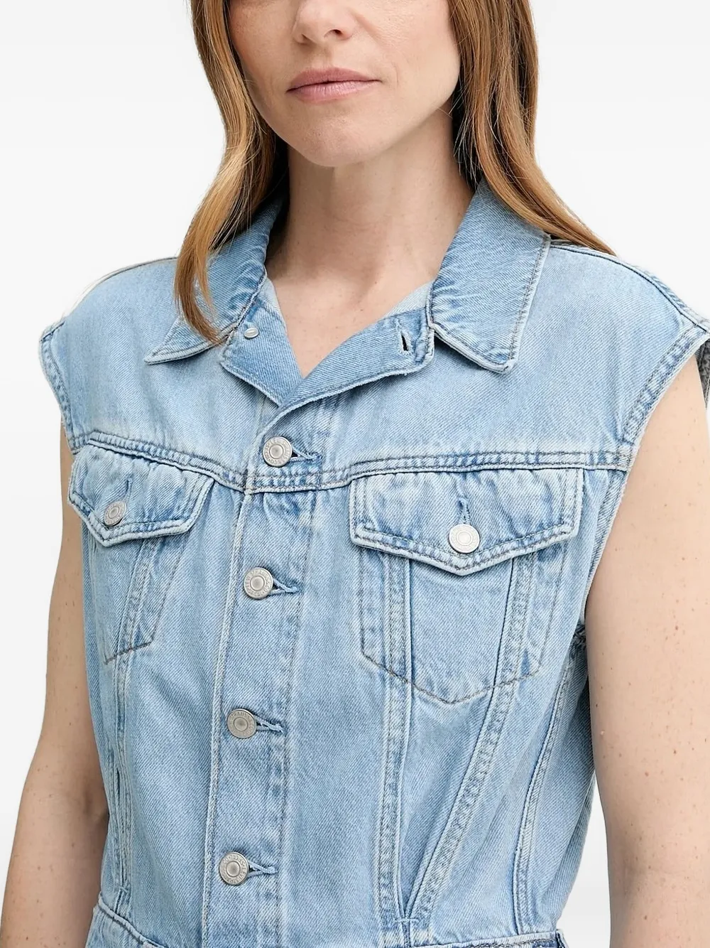 Levi's sleeveless button-fastening denim dress Blauw