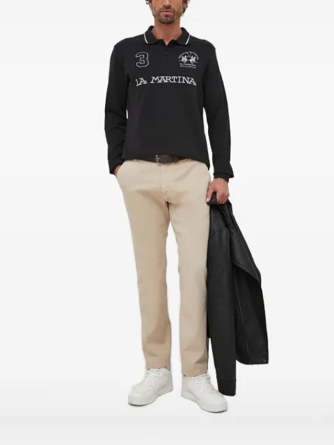 La Martina number-detail long-sleeve polo shirt