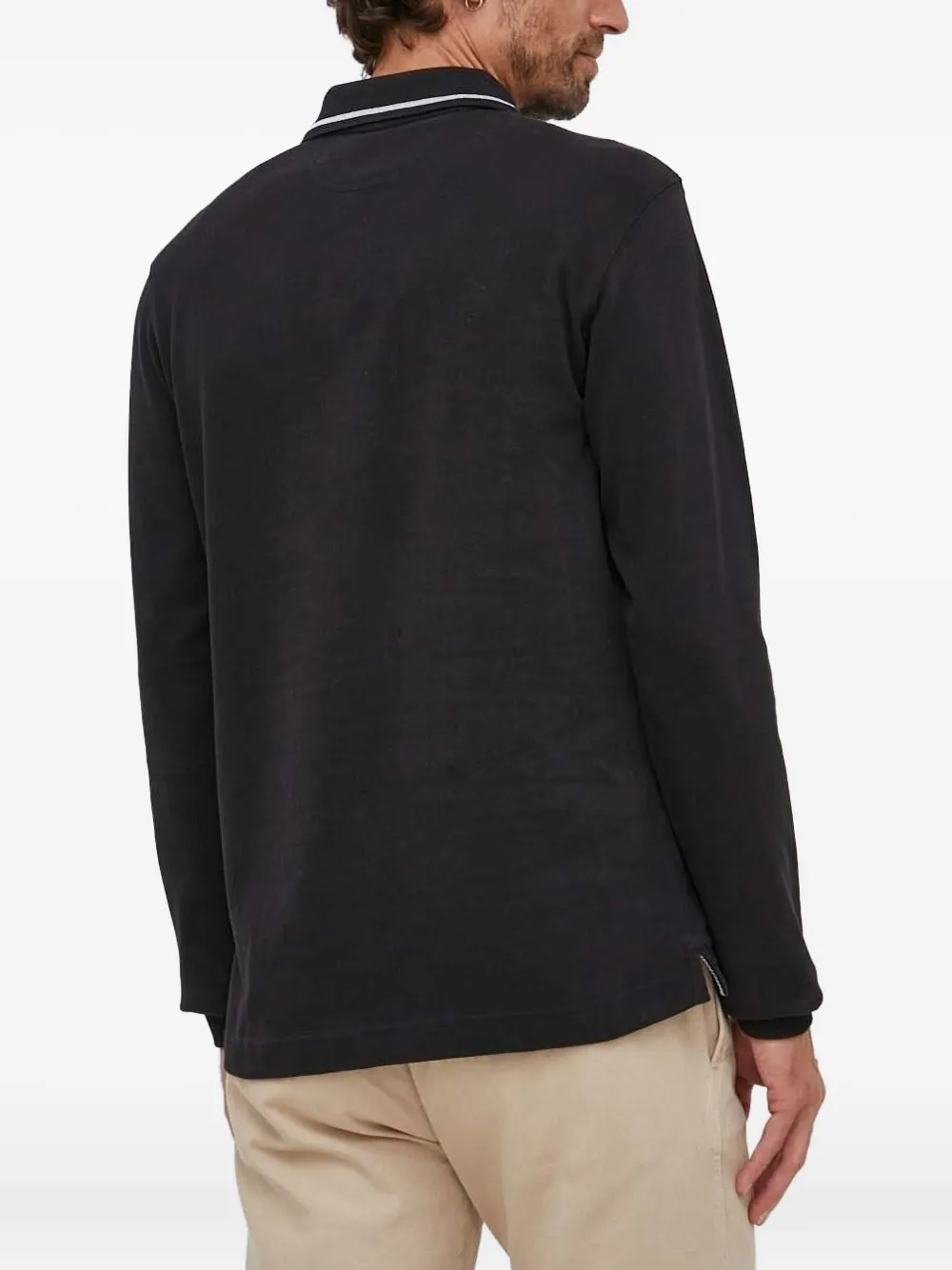 La Martina Poloshirt met nummerdetail en lange mouwen - Zwart