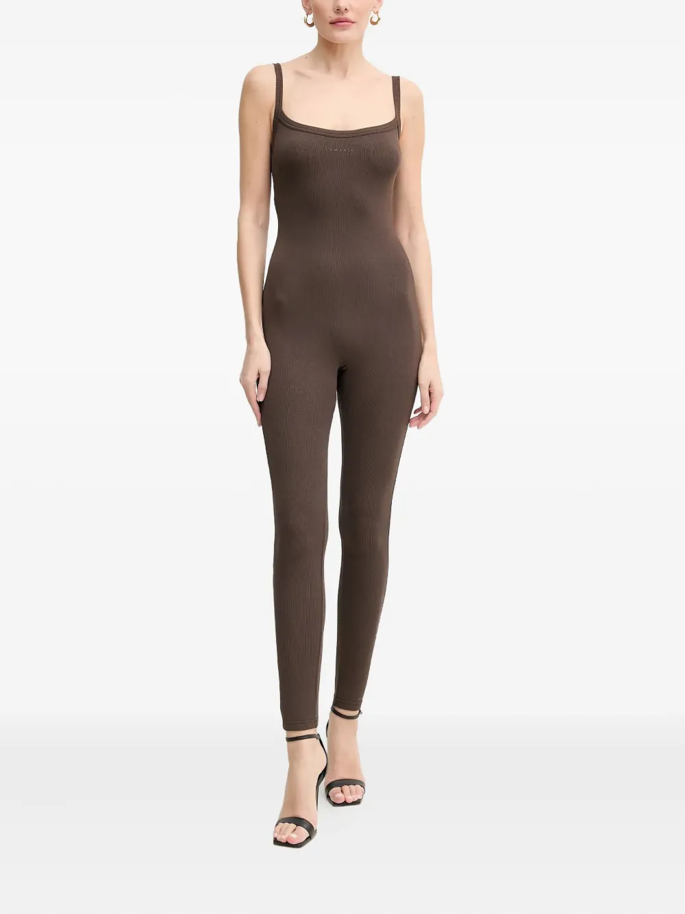 La Mania ribbed spaghetti-strap jumpsuit | Brown | Image 1