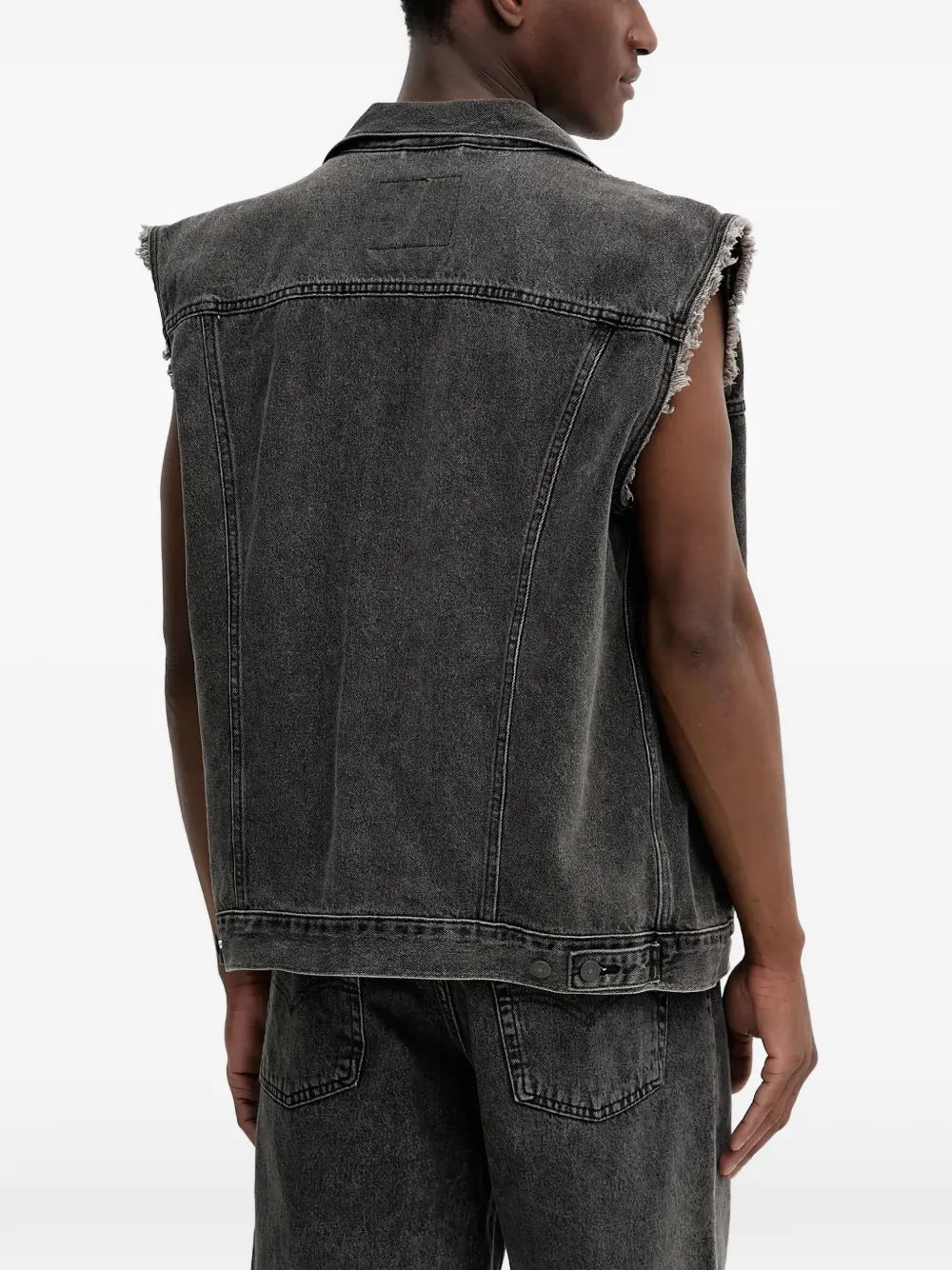 Levi's frayed-edge denim vest Grijs