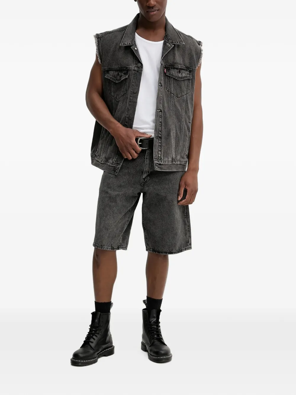Levi's frayed-edge denim vest Grijs