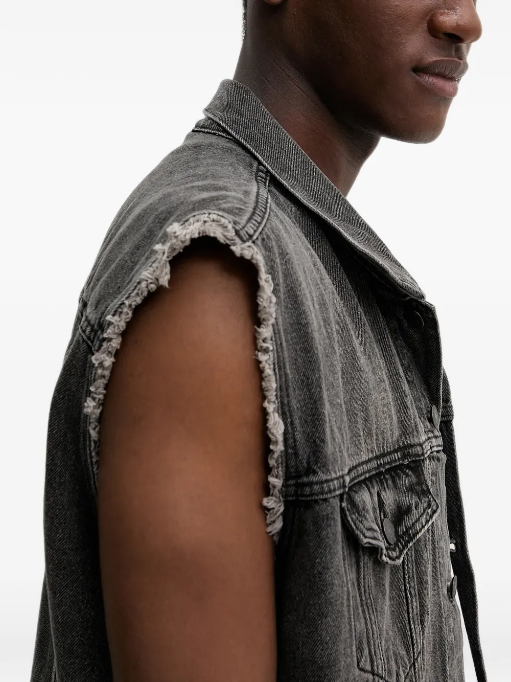 Levi's frayed-edge denim vest Grijs