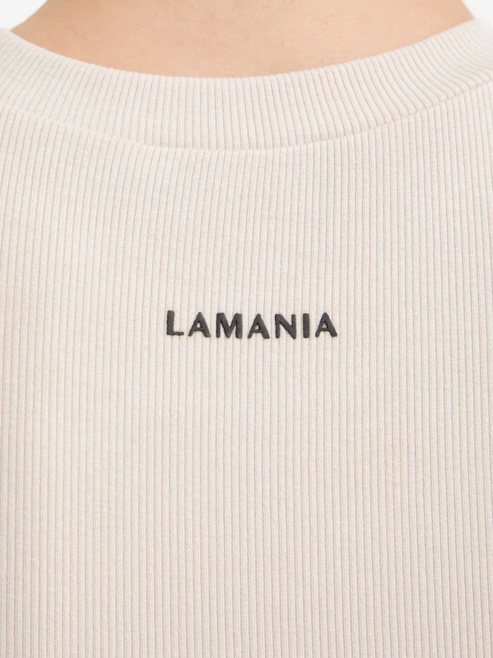 La Mania Ribbed Drawstring Dress In Neutral