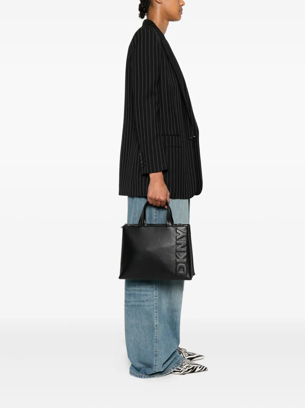 DKNY Tinsley logo-embossed tote bag Zwart