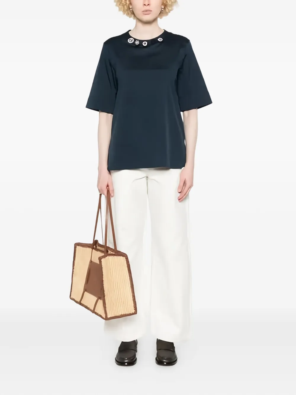 'S Max Mara embellished-neckline T-shirt Blauw