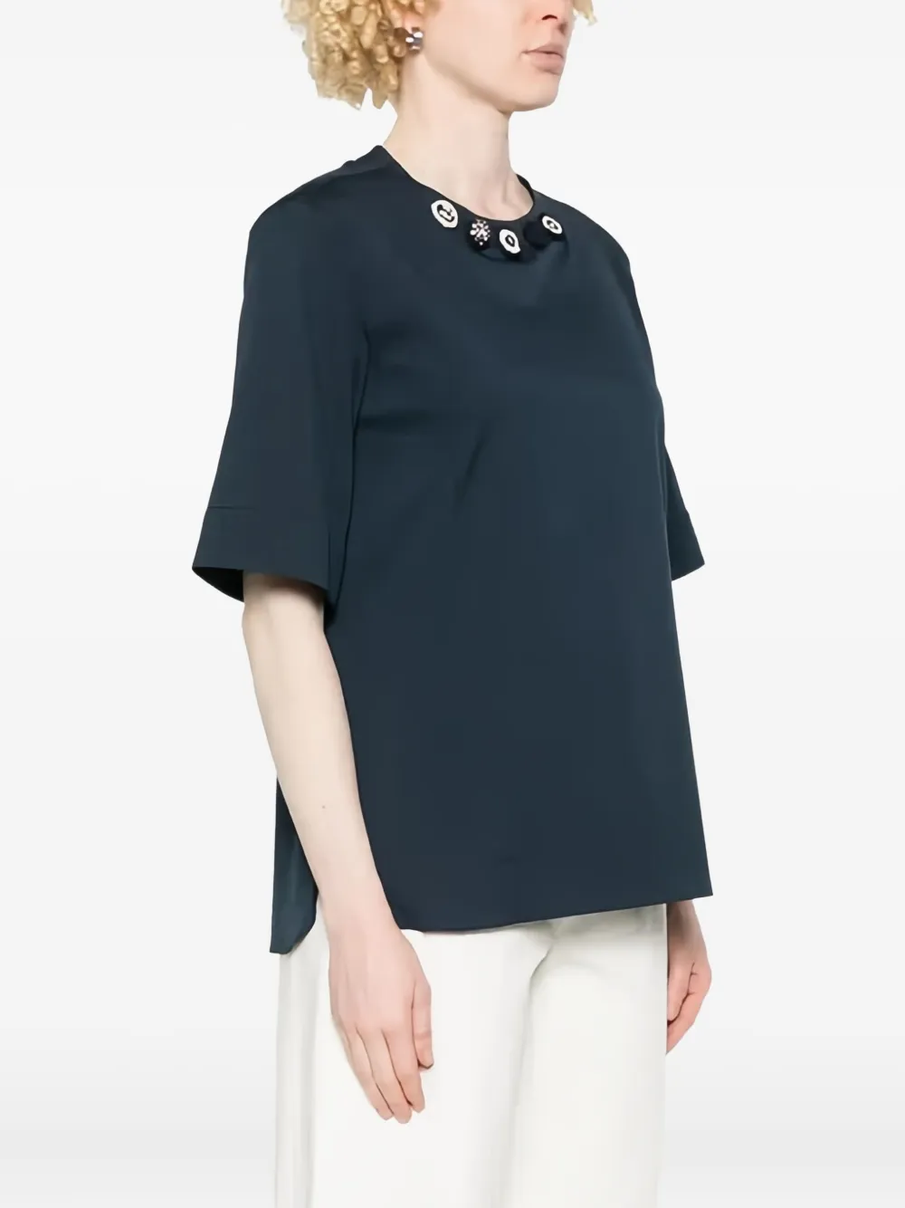 'S Max Mara embellished-neckline T-shirt Blauw