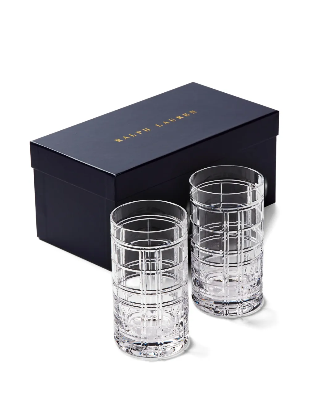Ralph Lauren Hudson Plaid Barware Collection (set Of Six) In Transparent