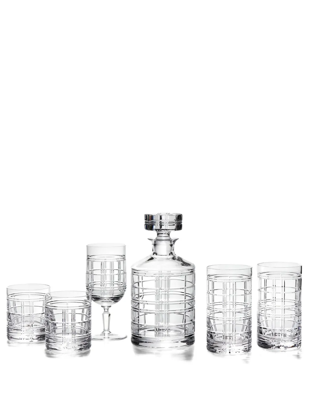 Ralph Lauren Hudson Plaid Barware Collection (set Of Six) In Transparent