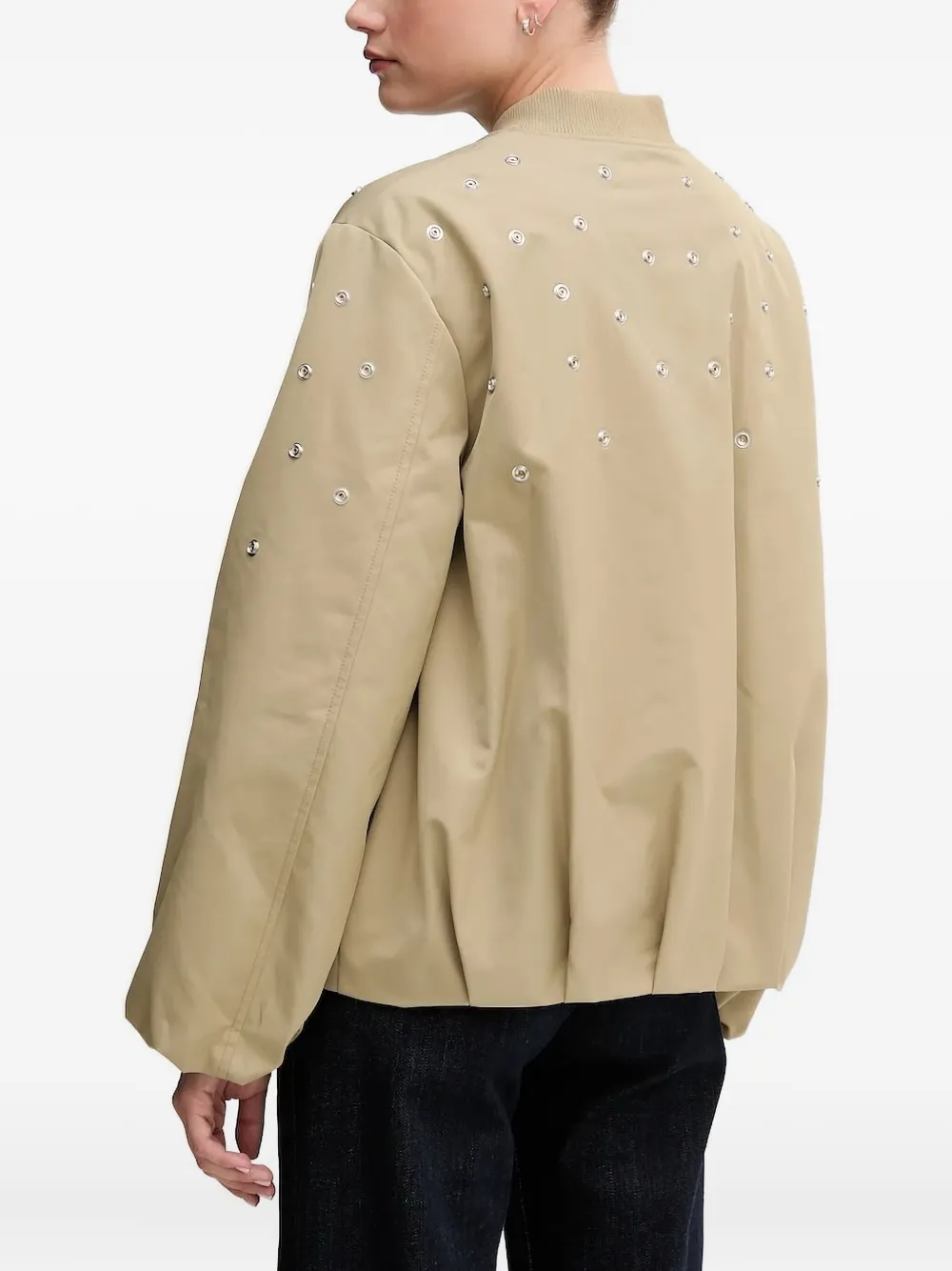 Sisley Paris Studs-embellished Bomber Jacket In Brown