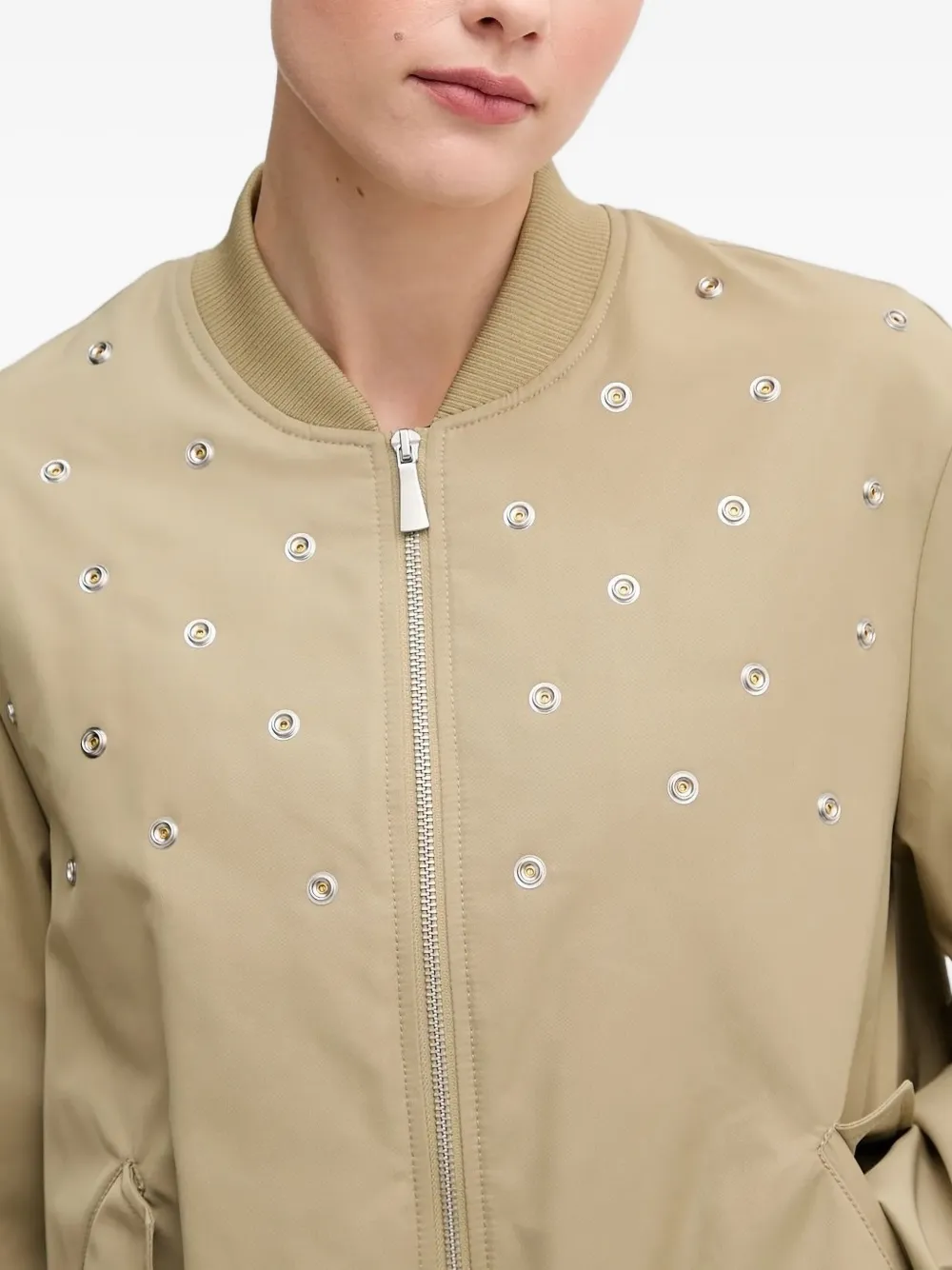 Sisley Paris Studs-embellished Bomber Jacket In Brown