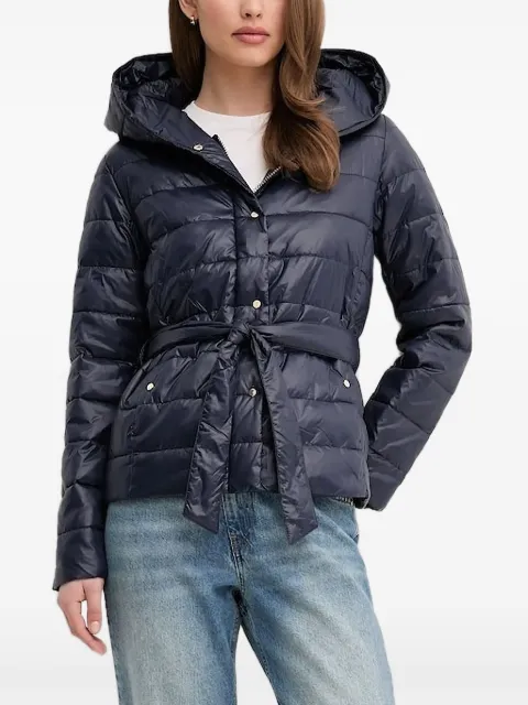 Sisley hooded belted puffer jacket