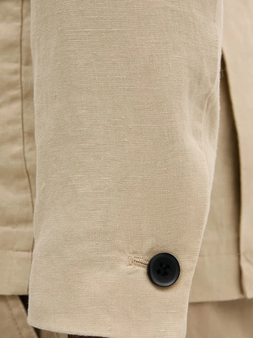 Sisley Paris Linen Button Blazer In Neutral